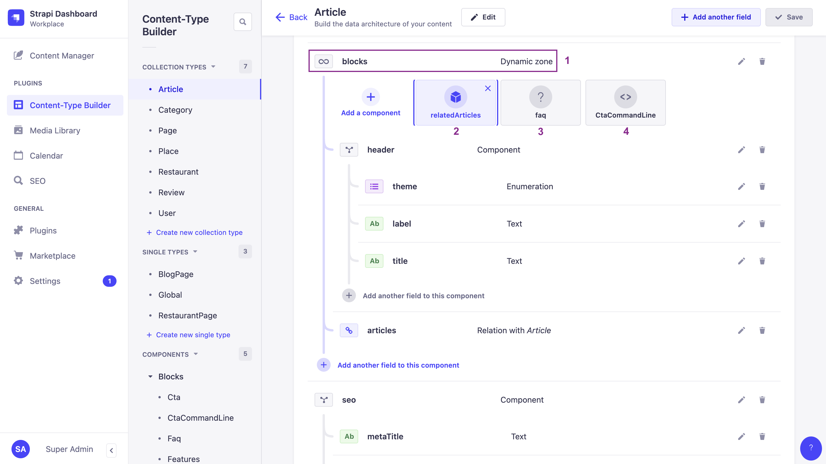 FoodAdvisor&#39;s &#39;blocks&#39; dynamic zone structure in the Content-Type Builder